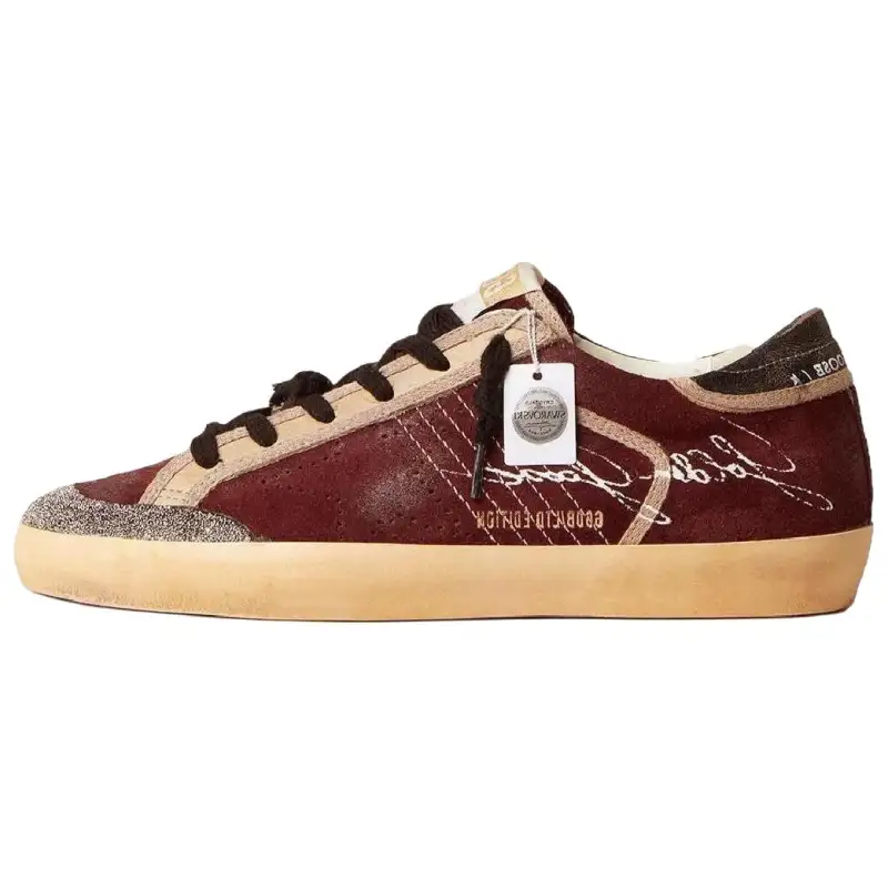 Golden Goose Super Star Penstar Low top Skateboard Shoes Women's Burgundy