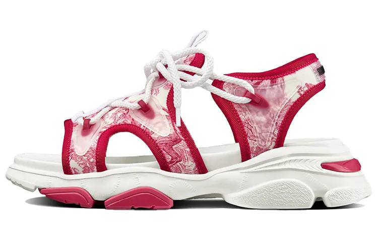 DIOR D Connect Beach Sandals Women's White Red