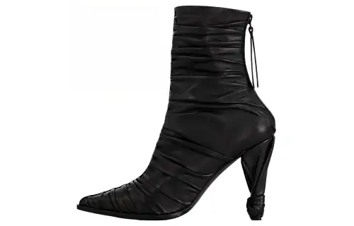 LOUIS VUITTON Sheepskin Comfortable And Trendy Ankle Boots 9.5cm Women's Black