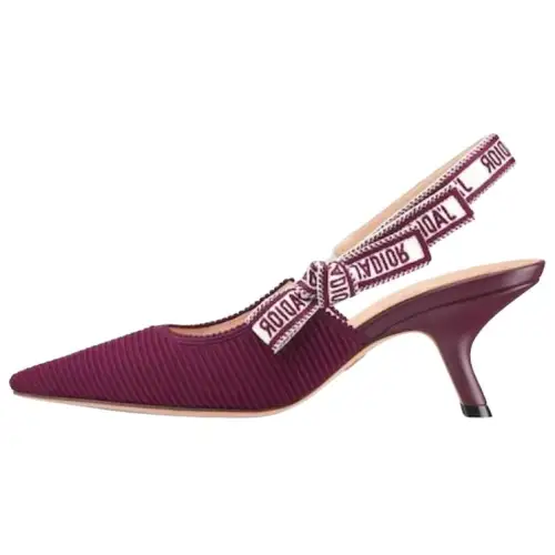 DIOR J'Adior Leather Chunky Heel High Heels 6.5cm Women's Purple