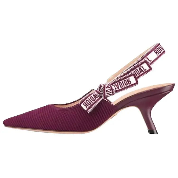 DIOR J'Adior Leather Chunky Heel High Heels 6.5cm Women's Purple