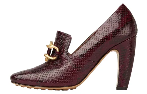 Bottega Veneta Mostra Leather Cone Heel High Heels 9cm Women's Red