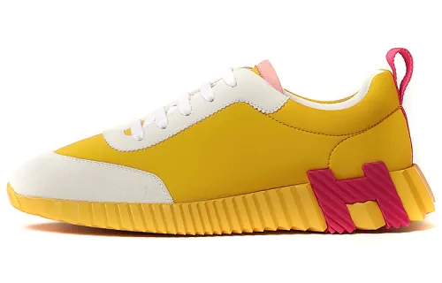 HERMES Bouncing Casual Shoes Women's Low Top Lemon