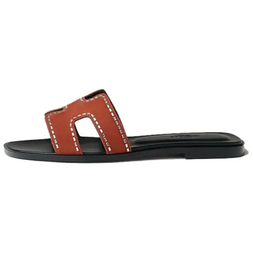 HERMES Oran Slide Slippers Women's Red