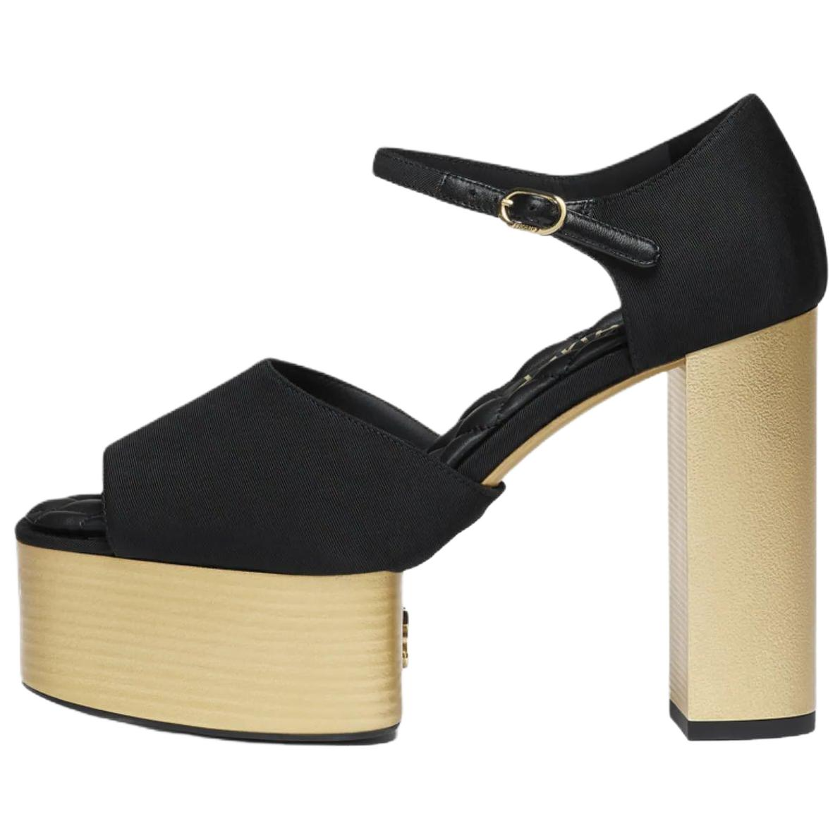 CHANEL 25S One Strap Sandals 12cm Women's Black