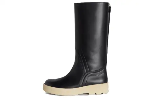 Loro Piana Lakeside Leather Knee high Boots Women's Black