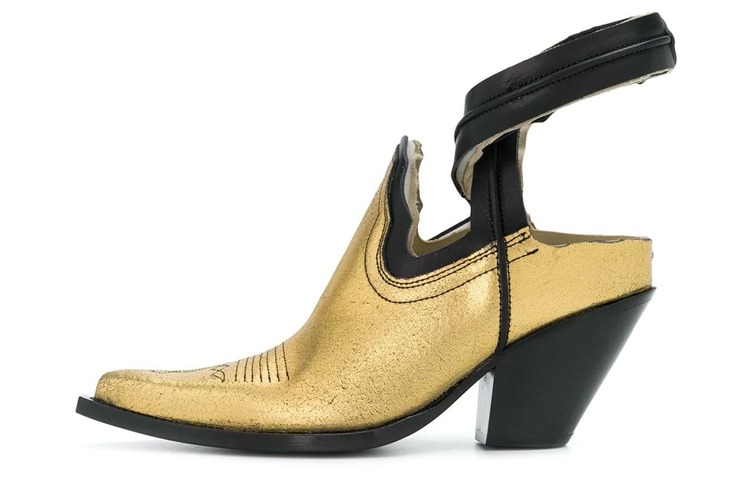 Maison Margiela Maison Margiela Leather Cutout Denim Boots 9cm Women's Gold