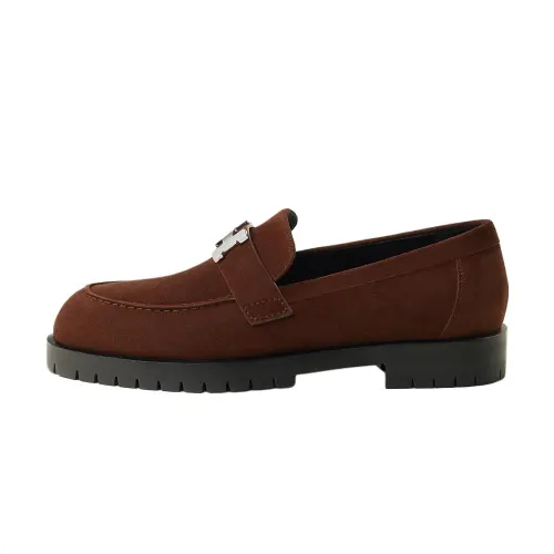HERMES Faubourg Loafers Women's Chocolate Brown