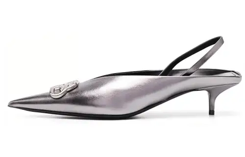 Balenciaga Knife Leather Cone Heel High Heels Women's Silver