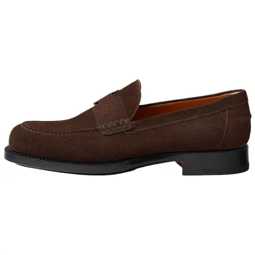 HERMES Interview Calfskin Casual Shoes Men's Dark Brown