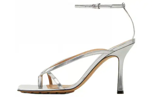 Bottega Veneta Stretch One Strap Sandals 9cm Women's Silver