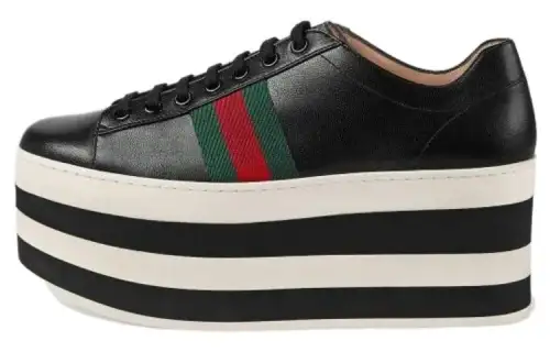 GUCCI Leather Low top Platform Shoes Women's Black