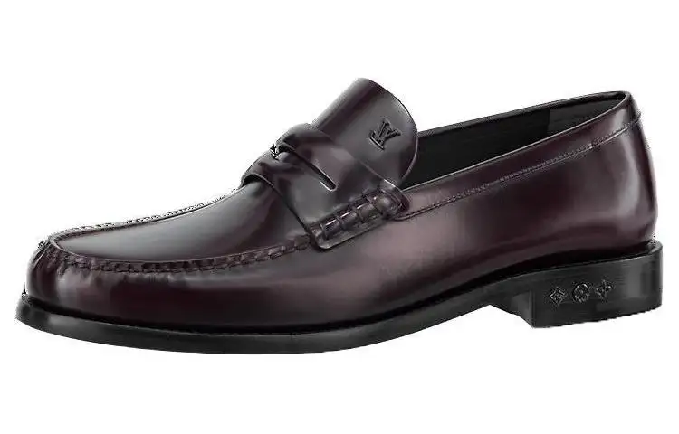 LOUIS VUITTON Leather Dress Shoes Men's Dark Brown