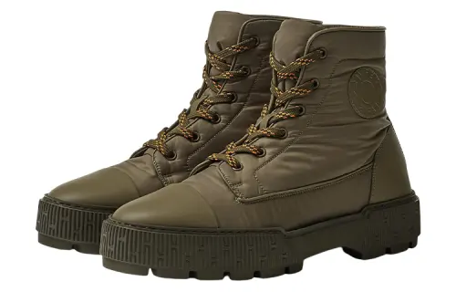 HERMES Fresh Lace Up Short Ankle Boots Men's Green