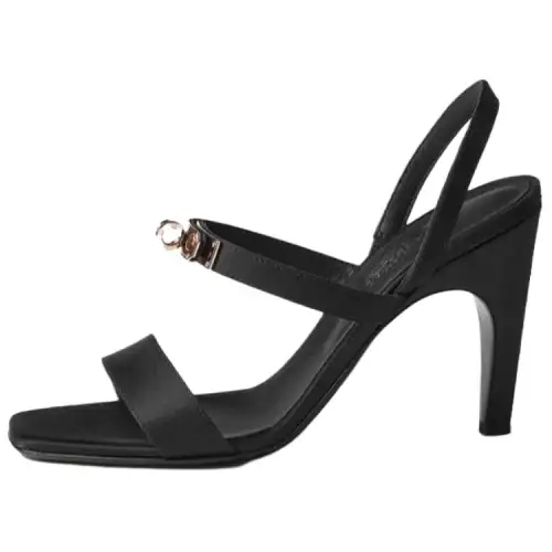 HERMES Glamour One Strap Sandals Women's Black