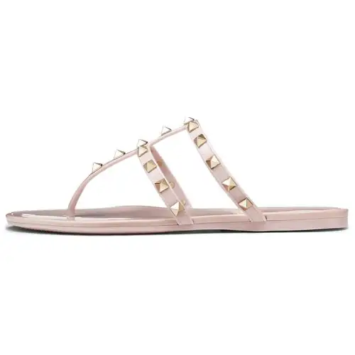Valentino Rockstud Studs Flip Flops Women's Nude Pink
