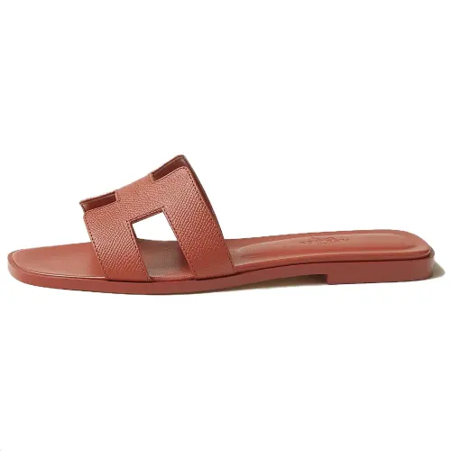 HERMES Oran Slide Slippers Women's Dark Orange