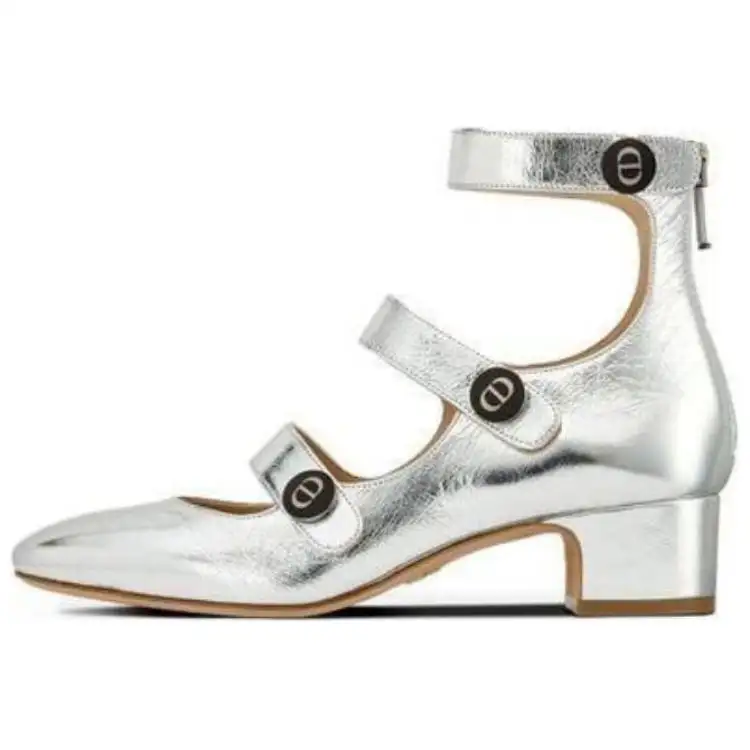 DIOR D Doll Chunky Heel High Heels Women's Silver