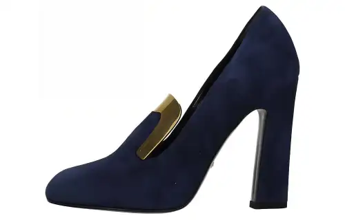 GUCCI Chunky Heel High Heels Women's Sea Blue