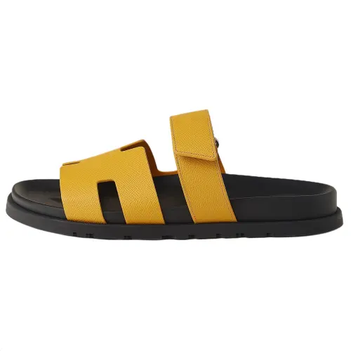 HERMES Chypre Slide Slippers Men's Yellow
