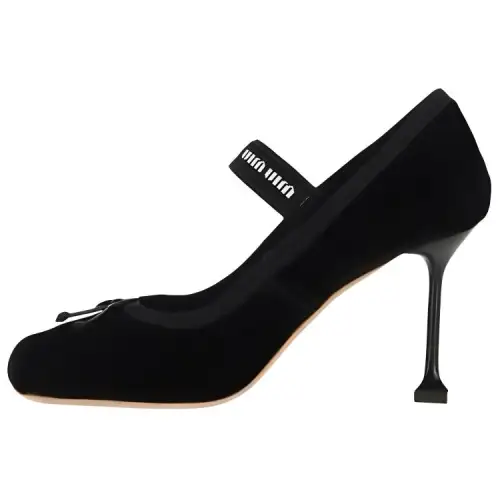 MIU MIU Leather Slim Heel High Heels 8.5cm Women's Black