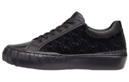 FENDI Force Leather Low top Stylish Skateboarding Shoes Men's Black