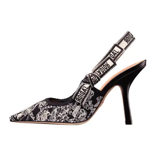 DIOR J'Adior Leather Slim Heel High Heels 10cm Women's Black White