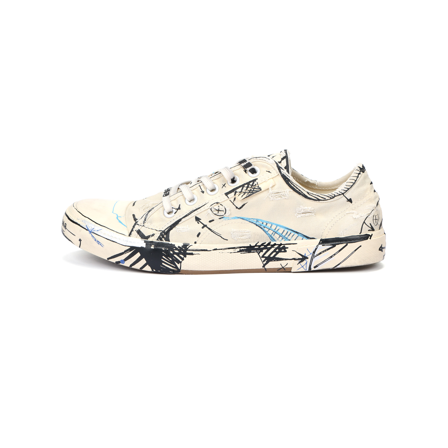 Balenciaga PARIS Sketch Low top Canvas Shoes Men's Light Beige