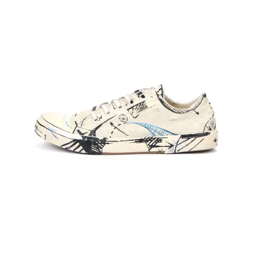 Balenciaga PARIS Sketch Low top Canvas Shoes Men's Light Beige