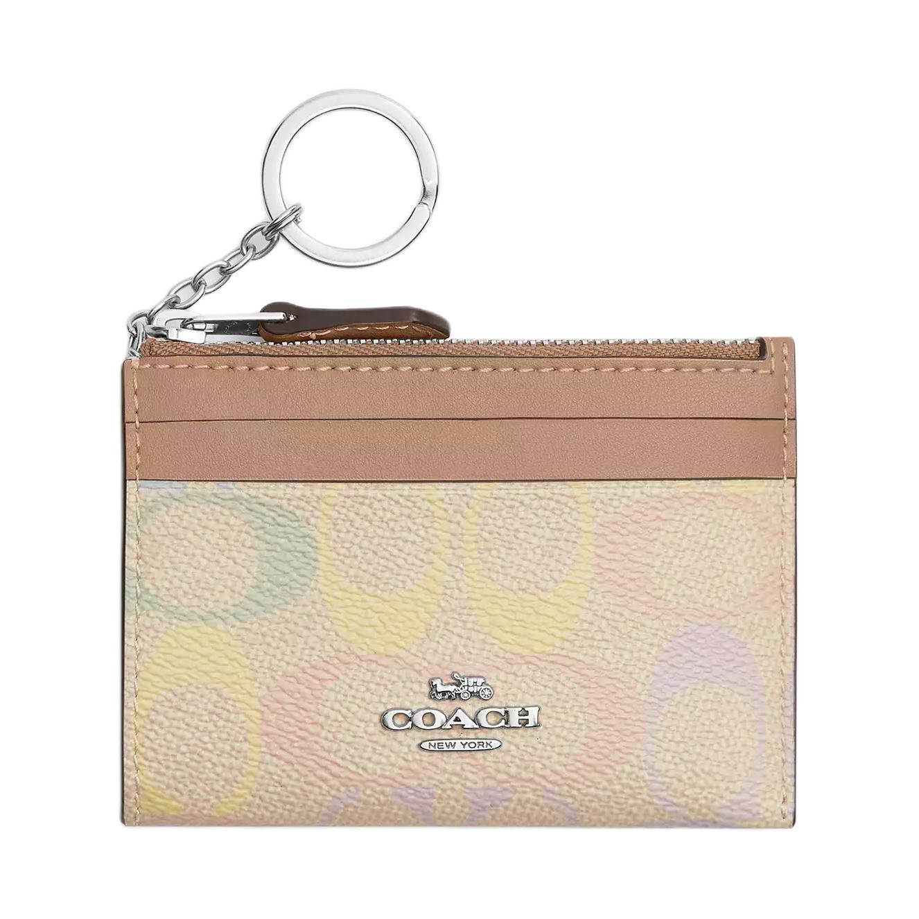 COACH Coach Skinny Id Case 11 Zipper Top Switch Signature Coated Canvas Faux Leather Card Holder Mini Women's Multicolor