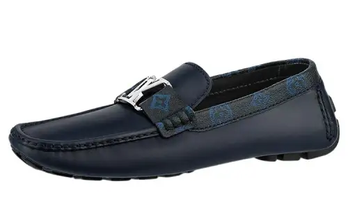 LOUIS VUITTON Lv Monte Carlo Moccasin Shoes 'Navy With Monogram Collar'