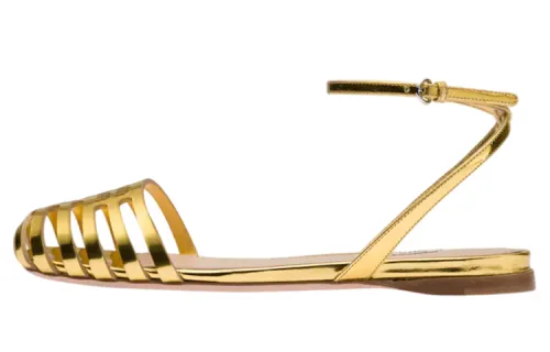 MIU MIU D'Orsay Patent Leather Casual Shoes Women's Gold