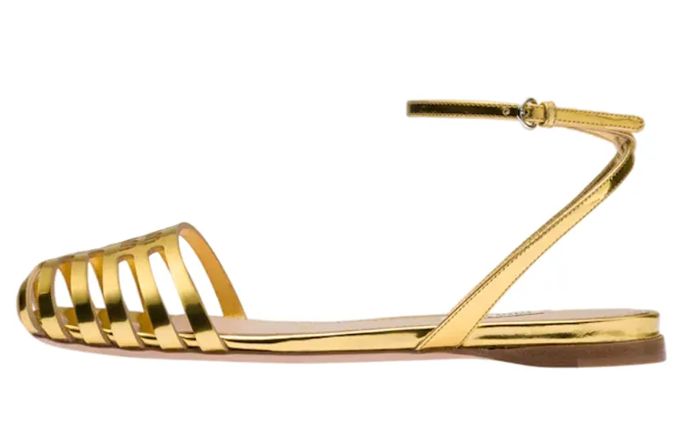 MIU MIU D'Orsay Patent Leather Casual Shoes Women's Gold