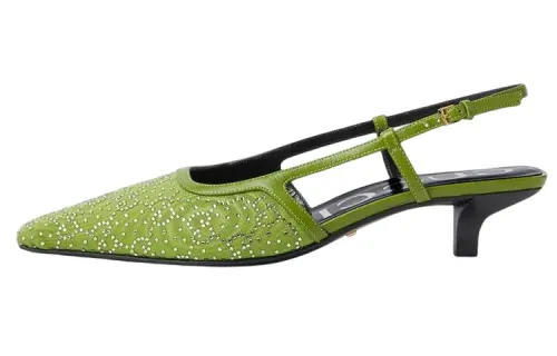 GUCCI Leather, Textile Slim Heel High Heels 3.5cm Women's Green