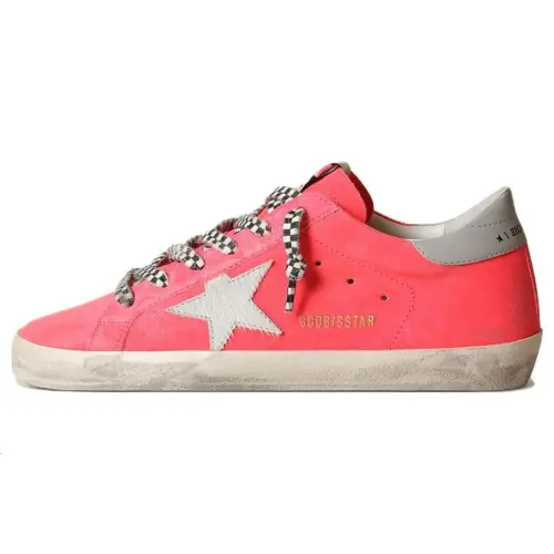 Golden Goose Super Star Cow Leather Low top Skateboard Shoes Women's Pink Distressed