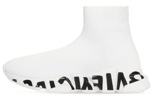 Balenciaga Speed Graffit Fabric High top Athletic Shoes Women's White