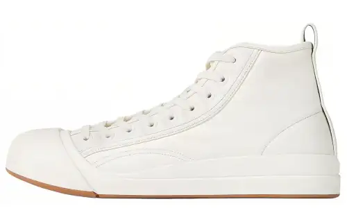 Bottega Veneta Vulcan Leather High top Skateboard Shoes Men's White