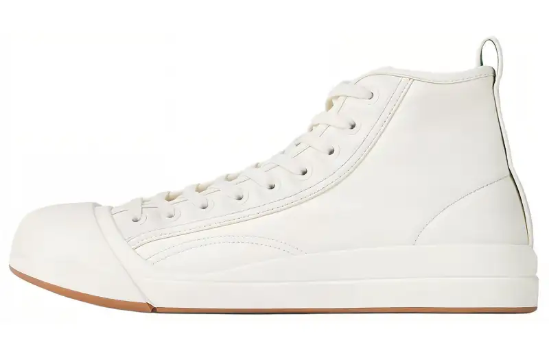Bottega Veneta Vulcan Leather High top Skateboard Shoes Men's White