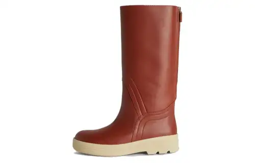 Loro Piana Leather Knee high Boots Women's Red
