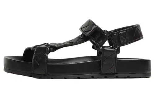 Bottega Veneta Leather One Strap Sandals Women's Black