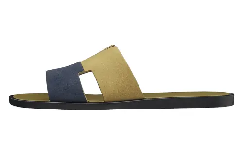 HERMES Izmir Slip on Slide Slippers Men's Blue Brown