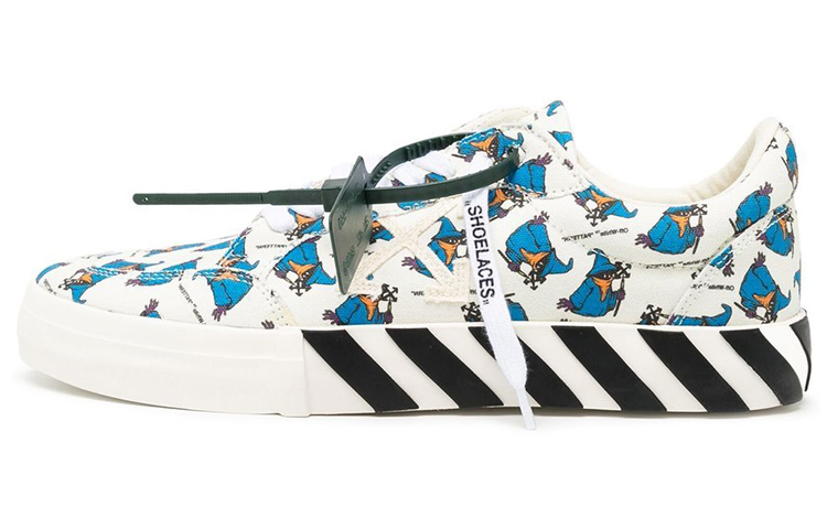OFF WHITE Vulcanized Canvas Stylish Skateboarding Shoes Men's White Blue