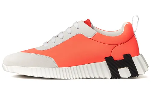HERMES Bouncing Low top Casual Shoes Women's Neon Red Pink
