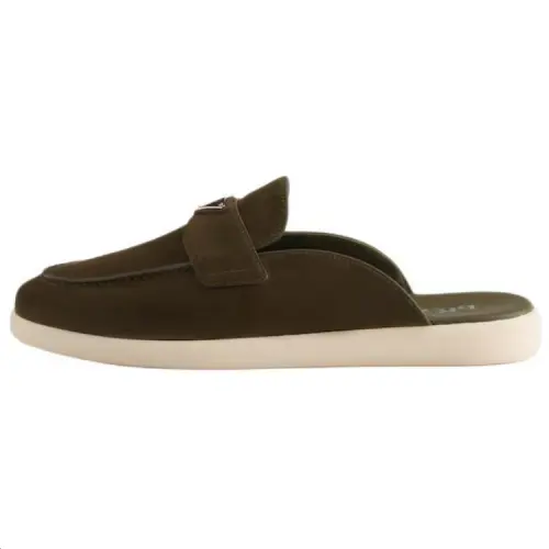 PRADA Quiet Closed Toe Slippers Men's Army Green