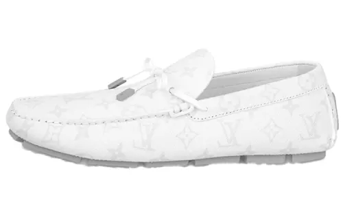 LOUIS VUITTON Driver Leather Casual Shoes Men's White