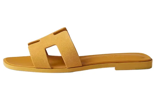 HERMES Oran Slide Slippers Women's Brass Yellow