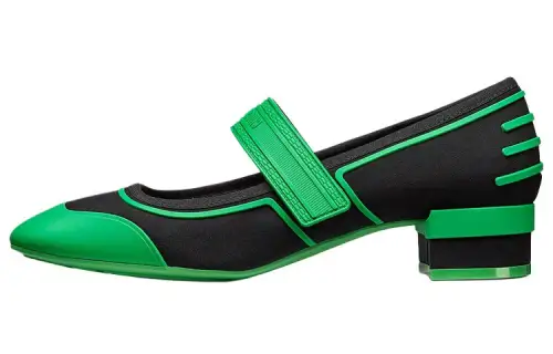 DIOR Roller Block Heel Mary Jane Shoes Women's Black Green