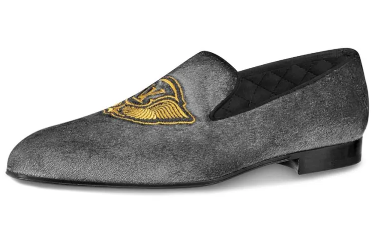 LOUIS VUITTON Auteuil Top Grain Cow Leather Casual Shoes Women's Gray