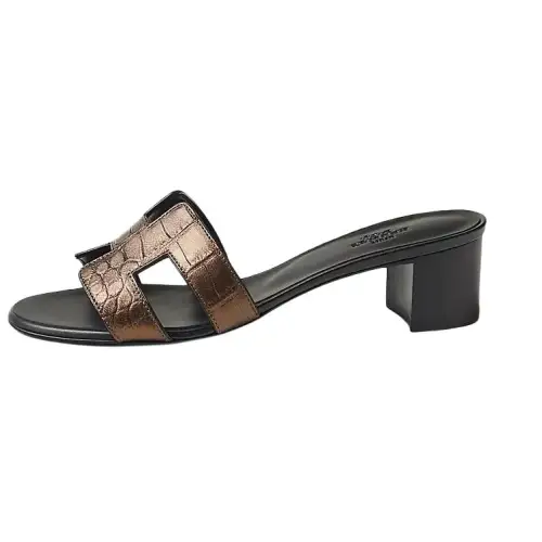 HERMES Oasis Slide Slippers 5cm Women's Brown