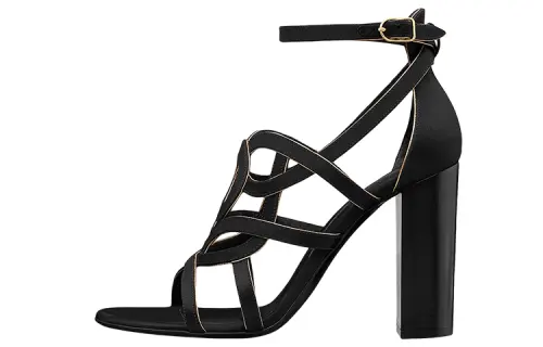 HERMES Canope Leather Buckle One Strap Sandals Women's Black